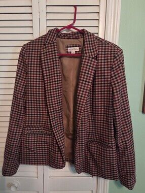 Merona Plaid Blazer Jacket - Burgundy, Navy & Tan